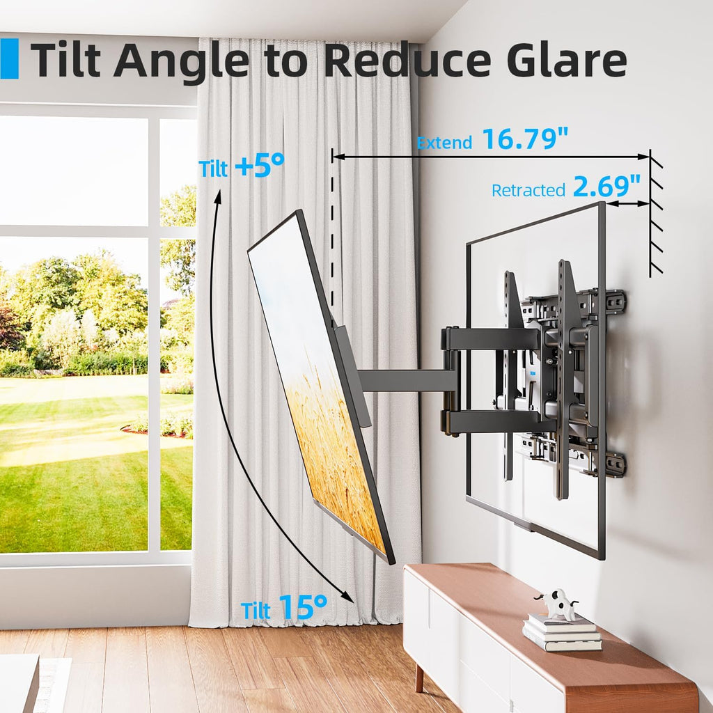 Full Motion TV Wall Mount 24 inch Stud for 65 70 75 85 86 Inch TVs - Image 5