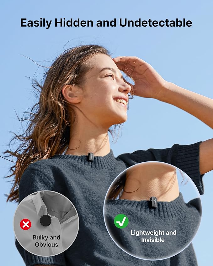 BOYA mini 2 Wireless Lavalier Microphone for iPhone 15/16/17 & Android | Lapel Microphone Wireless with AI Noise Reduction, App Control, 30H Battery with Charging Case for Streaming, Recording - Image 3