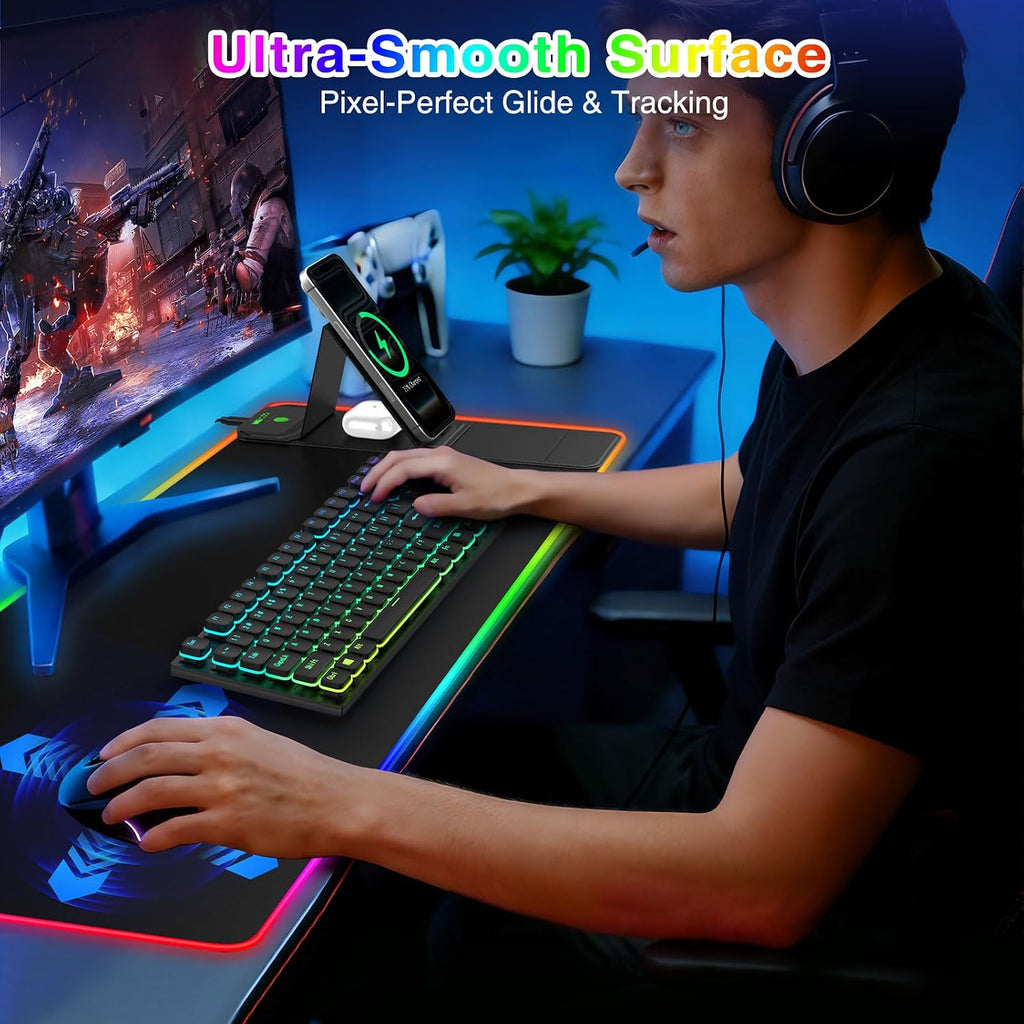 RGB Gaming Mouse Pad with Magnetic Wireless Charging & Foldable Phone Stand - Image 4