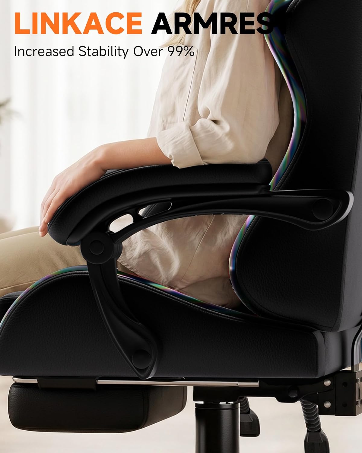 GTPLAYER Gaming Chair, Computer Game Chair for Adults, Iridescent Black - Image 7