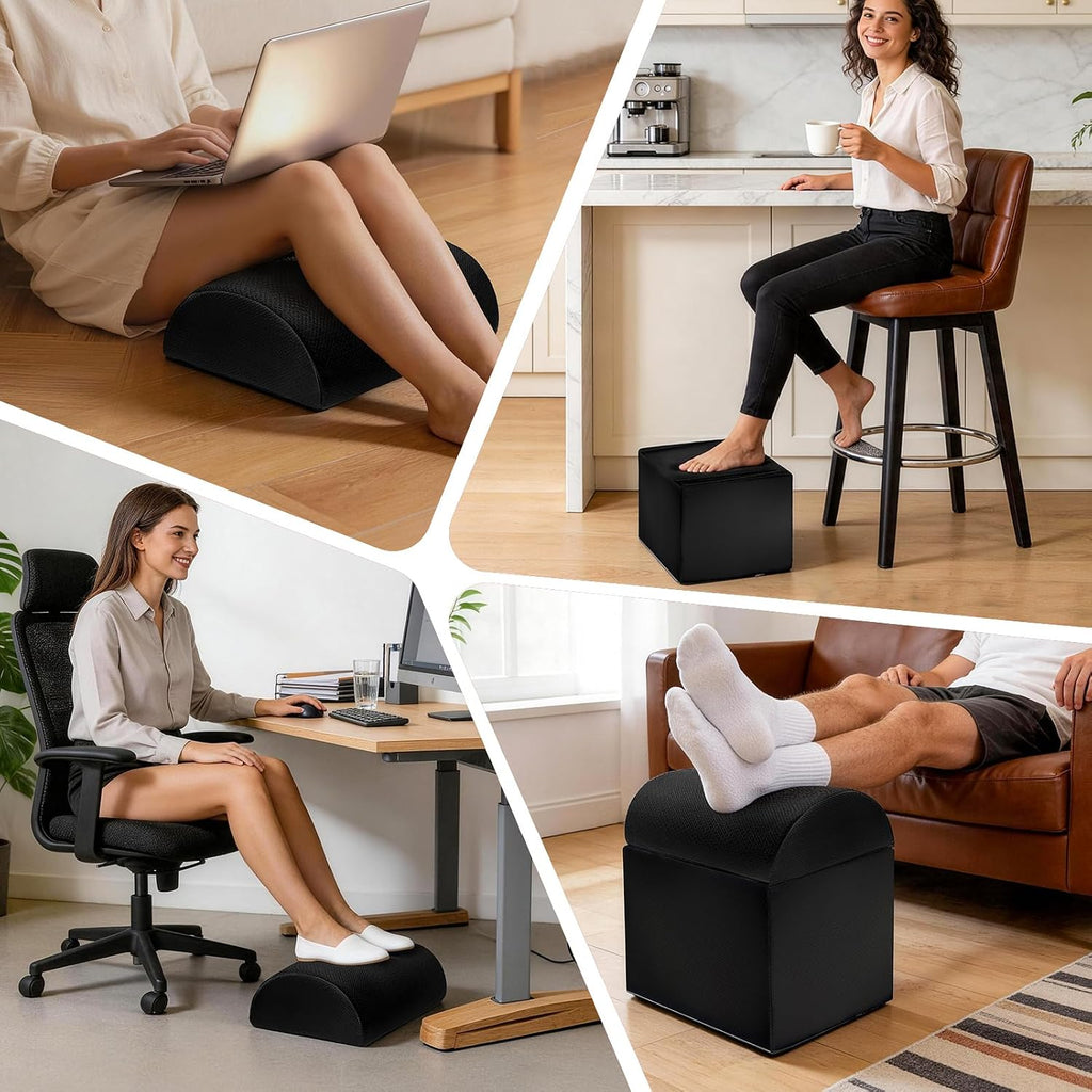 Adjustable Footrest for Under Desk at Work Ergonomic Foot Rest with 3 Adjustable Height Foot Stool for Under Desk Office Footrests with Removable Washable Mesh Cover, Black - Image 7
