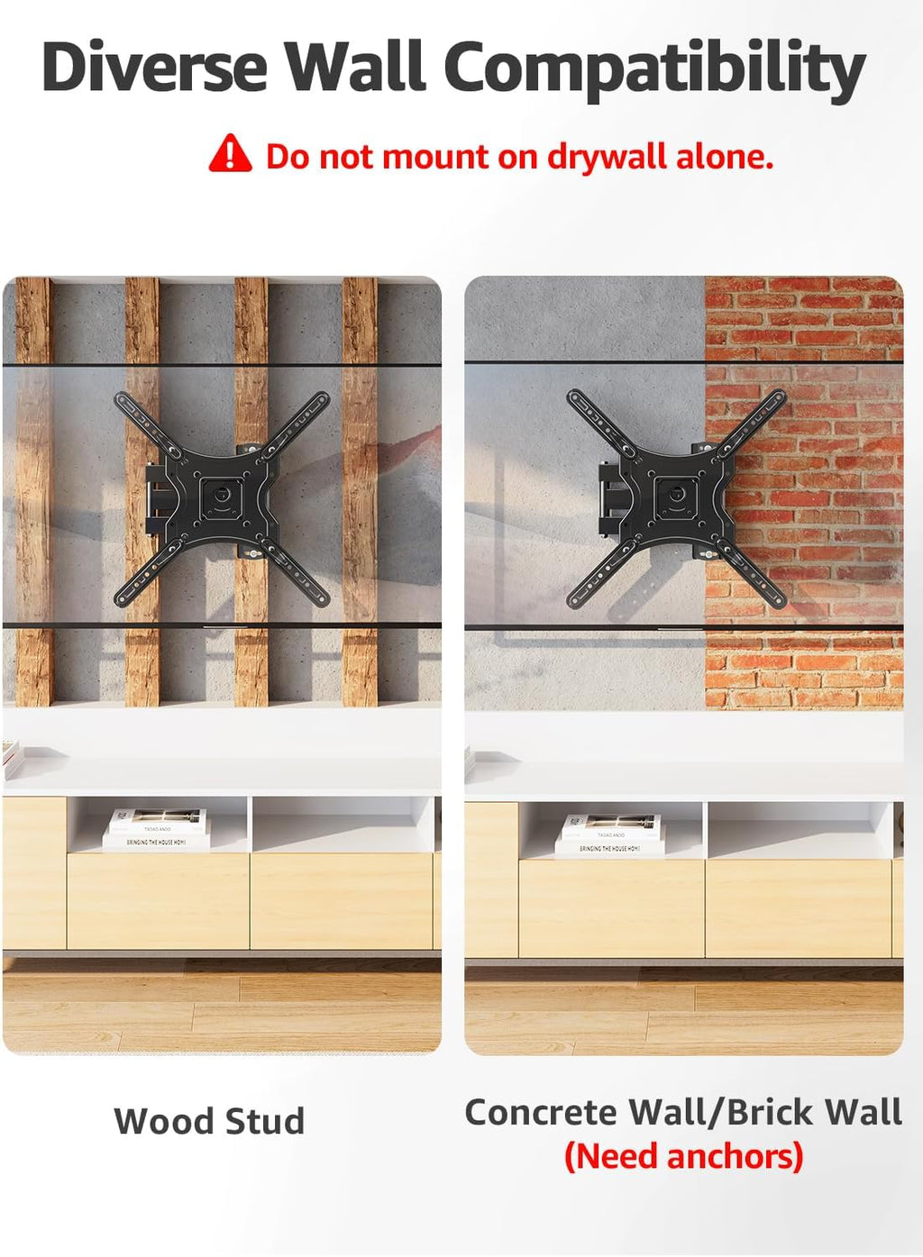 ELIVED Full Motion TV Wall Mount for 26-60" TVs, Max VESA 400x400, 77 lbs. - Image 5