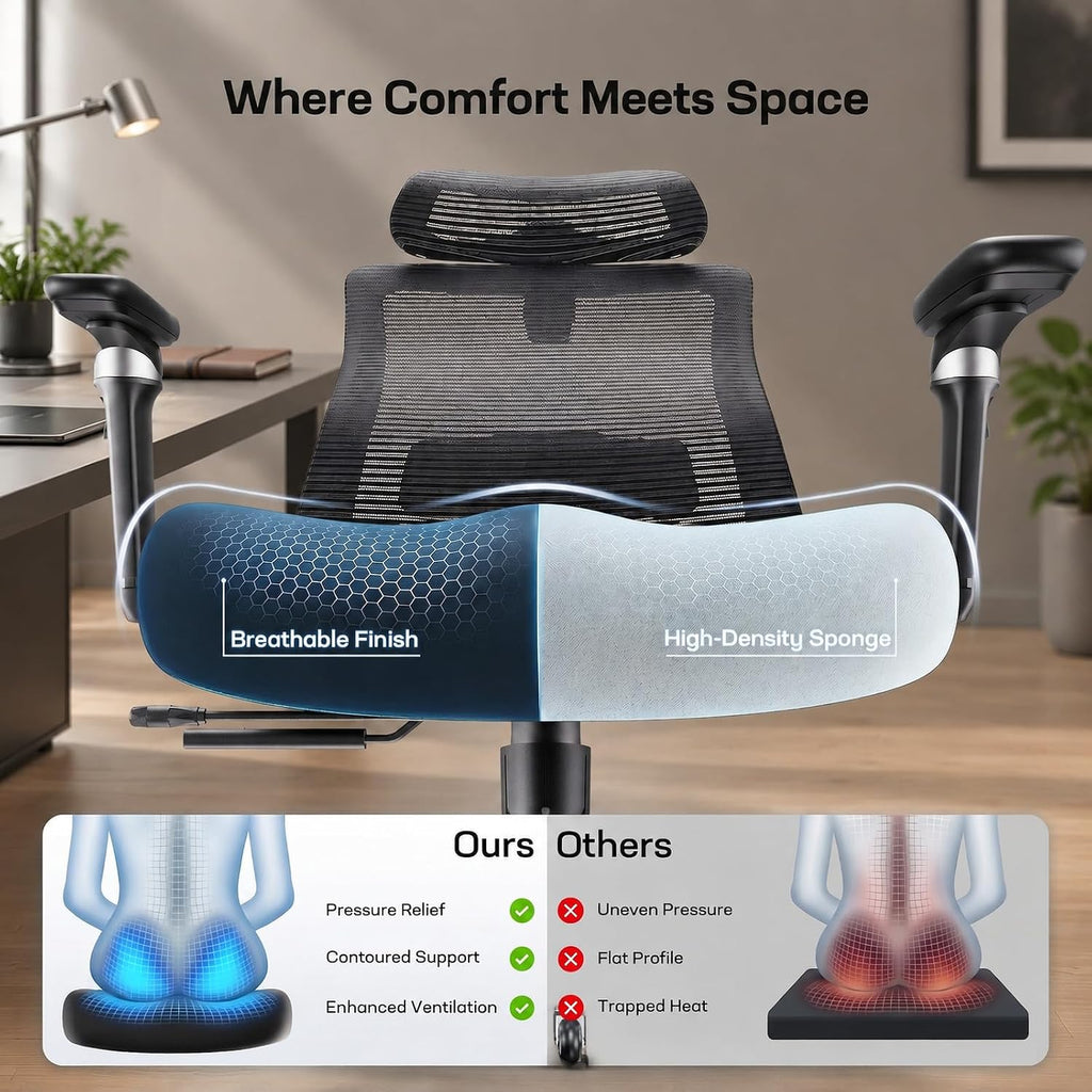 Marsail Big and Tall Ergonomic Office Chair with 6D Armrests, 3D Adjustable Headrest, Sliding Seat, Lumbar Support, 4-Position Tilt Lock, Height Adjustable, 330 lbs Capacity - Image 4