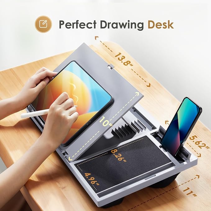 Adjustable Laptop Desk with Cushion, Mouse Pad & Cellphone Slot - Laptop Stand for Bed & Couch, Riser for Home & Office (Grey) | Built-in mouse pad, phone & pen slots, dual-cushion base, anti-slip design, raises the screen, for home office, bed, sofa - Image 5
