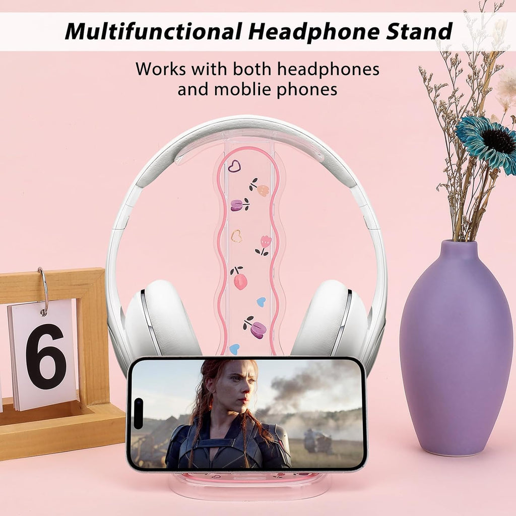 CamyCosy Headphone Holder for Desk, Gaming Headset & Earphone Stand with Tulip Flowers Pattern - Image 3