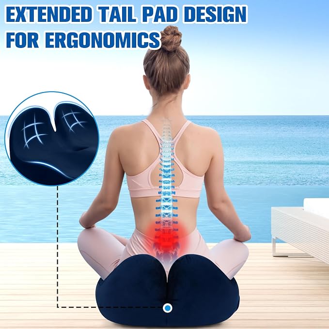 Seat Cushion, Chair Cushions, Memory Foam Office Chair Cushion | Hip & Sciatica & Tailbone Pain Relief, Long Sitting Comfort for Office Chairs/Desk Seats/Wheelchair (X-Large, Blue) - Image 5