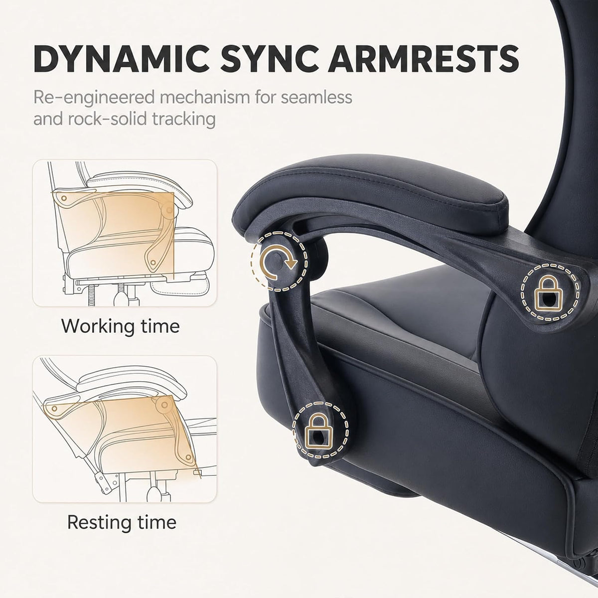 Office Desk Computer Gaming Chair for Adults, Ergonomic High Back Gamer Chair with Massage and Pocket Spring Cushion, Swivel Comfy Video Game Chairs with Footrest and Lumbar Support (Black) - Image 7