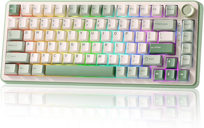 YUNZII B75 PRO 75% Wireless Mechanical Keyboard(Matcha Green,MilkV2) | Hot Swap Keyboard with Knob, Gasket Mount, Creamy Pre-lubed Switch for Smooth Typing, BT/USB-C/2.4G, for Gaming by YUNZIIMECHANICALKEYBOARD