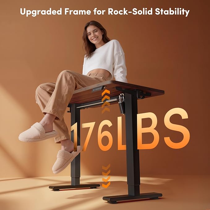 FEZIBO Standing Desk 32 × 19 Inch Electric Height Adjustable, Black Walnut | Sit and Stand Up Adjustable Desk, Home Office Computer Desk with 3 Customizable Memory Presets - Image 4