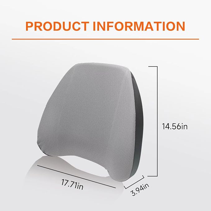 Super Comfy Lumbar Support Pillow, Car Seat Back Support Pillow for Driving | Adjustable Strap, 100% Memory Foam & Breathable Removable Cover, Ergonomic Design - Softness Back Support Pillow(Gray) - Image 2