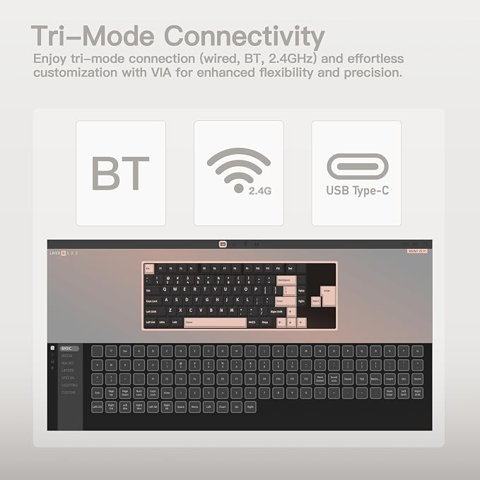 KEEBMONKEY WOBKEY Rainy 75 CNC Aluminum HMX/JWK/Cocoa Switches Triple-Mode Connectivity Mechanical Keyboard with Superior Acoustics, RGB/FR4/Silver SUS304/7000mAh/Cocoa Switch (Pro - Luna) - Image 5