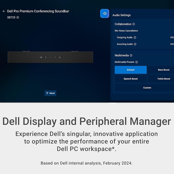 Dell Pro Premium Conferencing Soundbar SB725, LED Status Indicator | Microsoft Teams Certified, Zoom Certified, End Call Volume Controls, 3 Year Warranty - Image 7