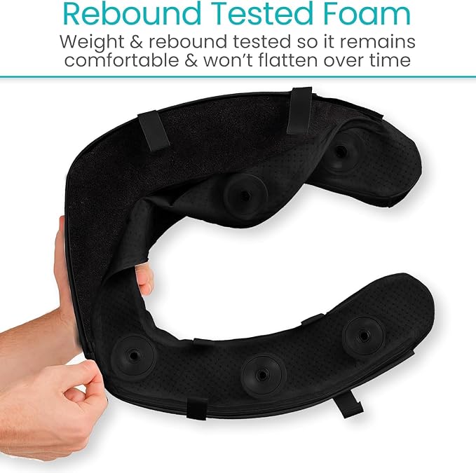 Vive Toilet Seat Cushion (Soft Cushioned Foam) - Easy Clean Padded Bathroom | Attachment - Elongated, Standard Seats - Comfort and Support Donut for Handicap, Adults (2" Cushioned Foam, Black) - Image 4