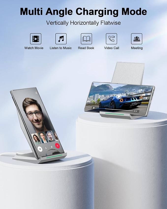 Fast Wireless Charger, NANAMI Wireless Charging Stand Compatible iPhone 17/17 Air/17 Pro/16/16 Plus/15/14/13/12, Desktop Charger Dock Phone Charging Stand for Samsung Galaxy S26/S25/S24/S23/S22/S21 - Image 4