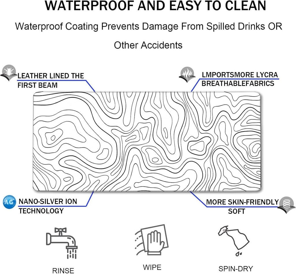 Extra Large Mouse Pad, Gaming Mouse Pad, Waterproof Extra Large Mousepad with Stitched Edges, Non-Slip Base Keyboard Pad for Gamer, Office & Home, 31.5 x 15.8, Black Lines - Image 4