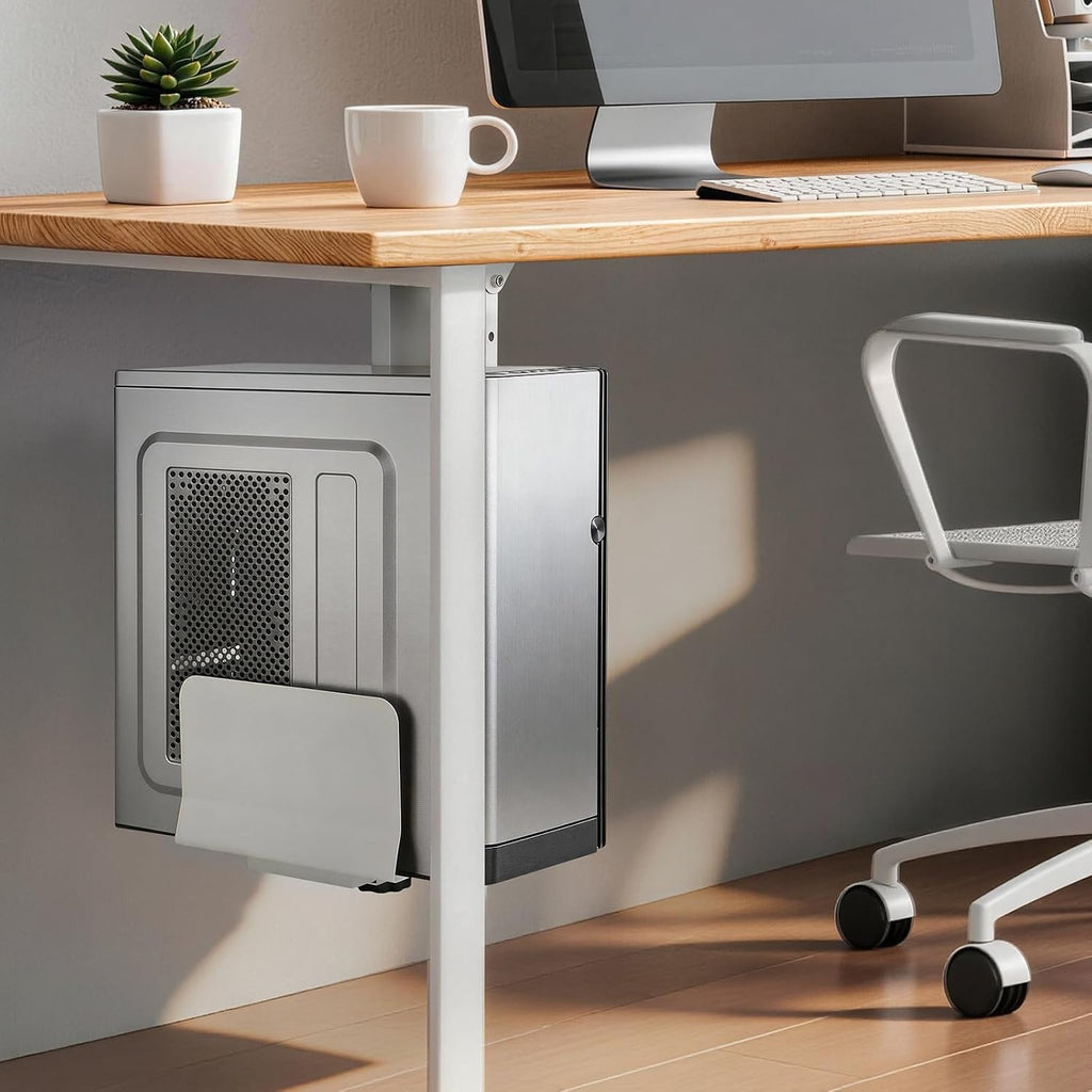 Heavy Duty Under Desk PC Mount & Full Tower PC Wall Mount - Adjustable Width 5.9" to 9.8", Height 12.5"-20" - Computer Tower Stand Under Desk & Standing Desk PC Mount, White - Image 8
