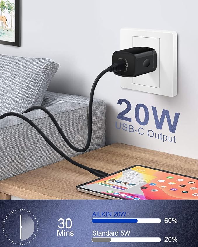 C Type Fast USB-C Charger, iPhone Block USBC, 20W USB Wall Charger Adapter | Wall Outlet Plug Power Cube Cargador for Apple i Phone 17e Samsung Galaxy Phone Fast Charging Box - Image 6