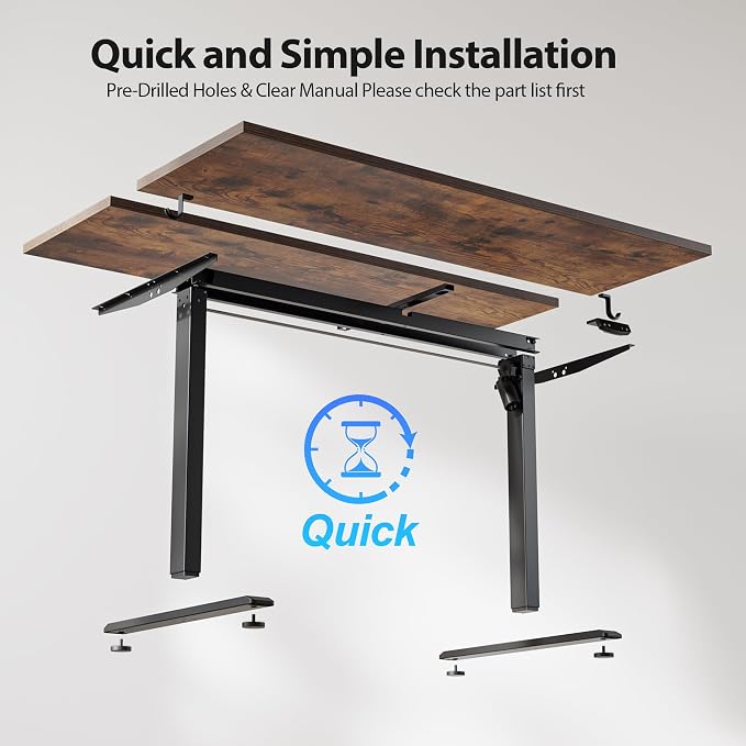 Agilestic 48*28 Inch Height Adjustable Electric Standing Desk, Rustic Brown | Sit Stand Up Computer Desk, Extra Wide desktop, Memory Presets, Stable Steel Frame,154 lbs, Easy Assembly, Splice Board - Image 9