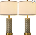 Set of 2 Table Lamp for Living Room Bedroom Farmhouse,26'' Touch Control Bedroom Smoke Grey Ceramic Lamps 3-Way Dimmable Bedside Lamps with USB A+C Ports Linen Shade for Home by Illuminatingyoumeandhim