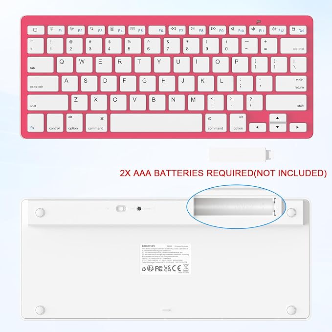 OMOTON Ultra-Slim Bluetooth Keyboard for iPad,iPad Pro/Air/Mini,iPhone | Stable Wireless iOS Keyboard with 12 Multimedia Keys, Portable Size for Office, Business, Travel, School, Red - Image 5