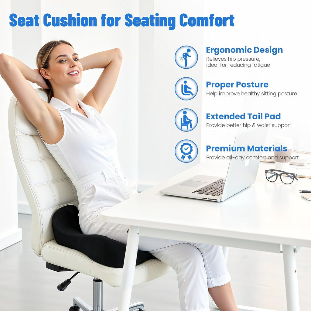 Seat Cushion, Office Chair Cushion, Supportive Donut Pillow, Black - Image 2