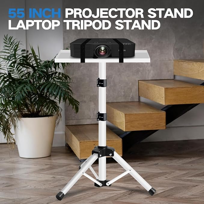 Projector Stand, 22 to 55 Inch Laptop Stand,Projector Tripod with Phone Holder,Tripod for Projector,DJ Equipment,Projector Stand for Outdoor Movies,Office, Home, Stage or Studio (White) - Image 6