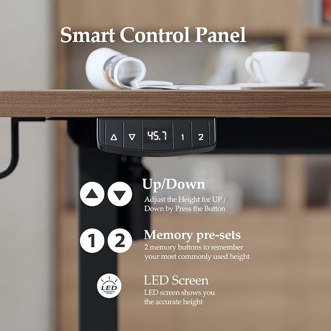 Klicelor L Shaped Standing Desk 55 x 31.5 Inch, Electric Height Adjustable Corner Desk for Home Office Workstation, Ergonomic Sit Stand Computer Table with Memory Controller, Dark Walnut - Image 7
