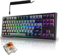 TECWARE Phantom+ Elite 87 Key RGB Mechanical Gaming Keyboard | 3-Mode Wireless Bluetooth 5.0, 2.4GHz & USB-C Wired | Hot-Swappable 5-Pin | Double-Shot PBT Keycaps | Wraith Brown Switch - Black by Tecware