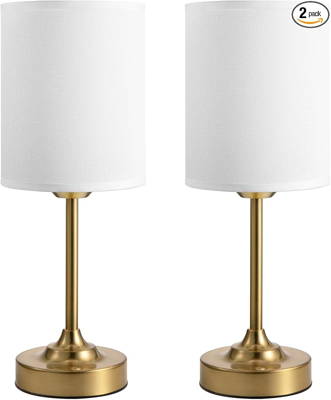 Touch Control Cordlss Table Lamp, USB-C Rechargeable Lamp with Stepless Dimming, 4000mAh Battery Operated Vintage Bedside Lamp for Bedroom, Living Room, Night Light & Emergency Lighting, Brass, 2 Pack by KakanuoLightings