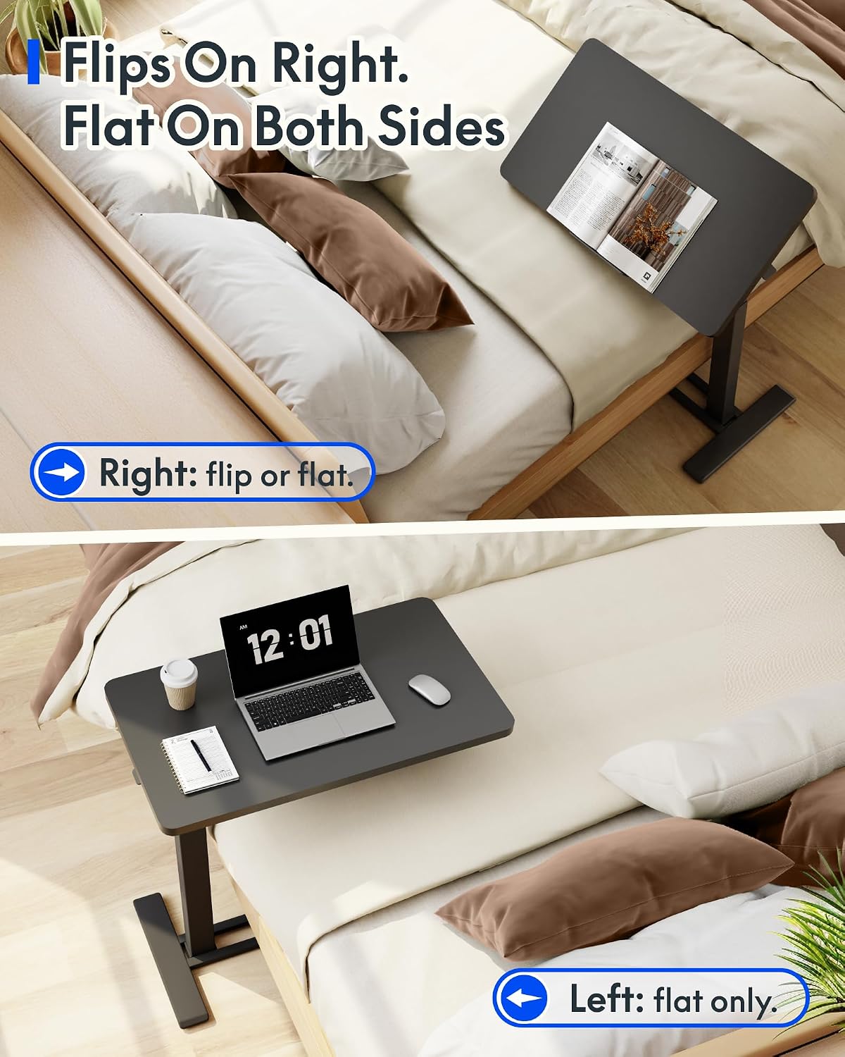 FLEXISPOT H7 PRO 55° Tiltable Mobile Overbed Table with Pneumatic Lift,28'' - Image 7