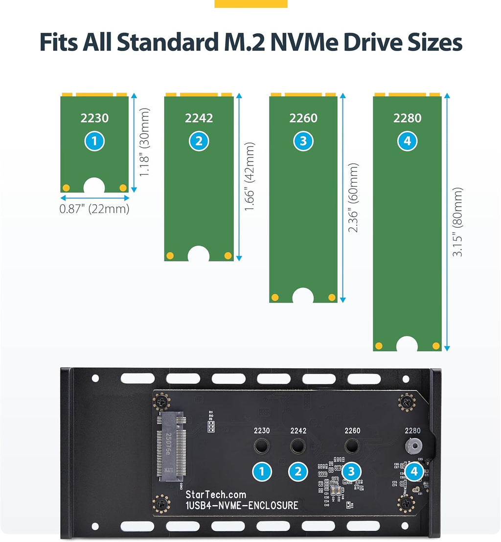 StarTech USB4 40Gbps M.2 NVMe SSD Enclosure (1USB4-NVME-ENCLOSURE) - Image 4