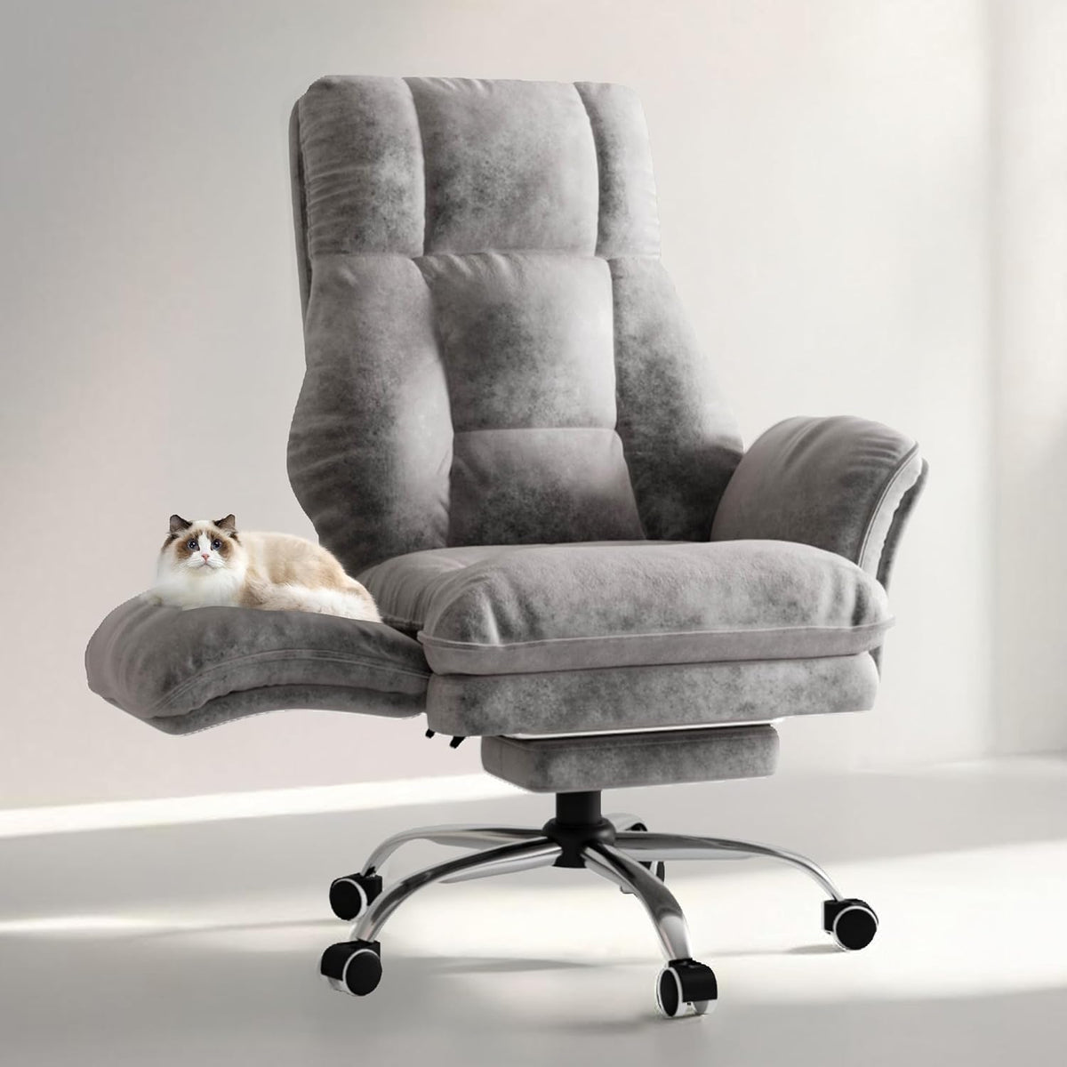 Big and Tall Office Chair, Flip Armrests for Pets & Cross Legged Sitting by HOMRELEXA