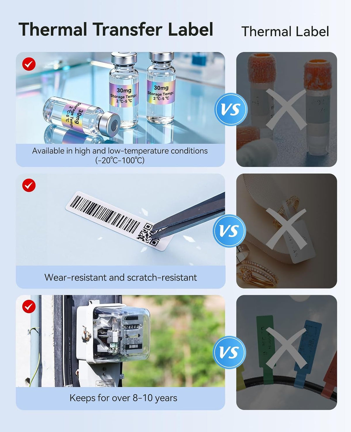 NIIMBOT M2/M3 Thermal Transfer Labels, 1.57''×1.18'', Glitter Silver - Image 4
