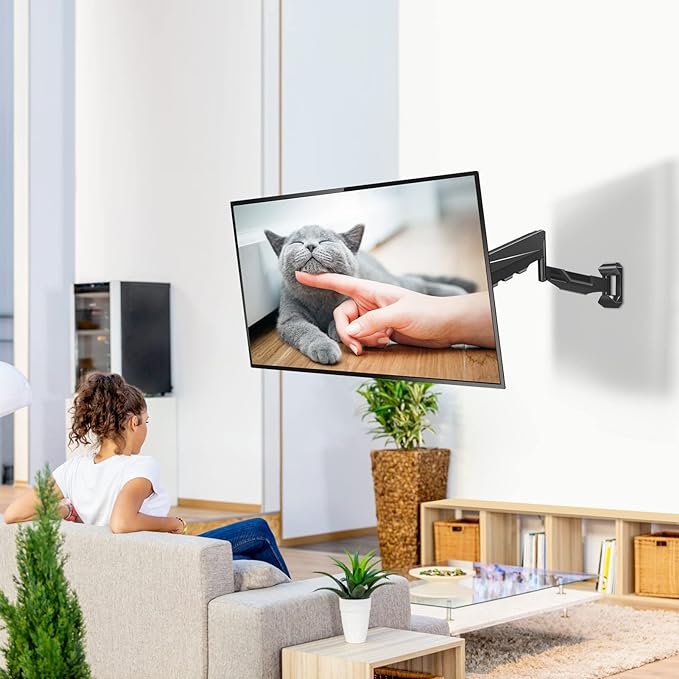MOUNTUP Height Adjustable TV Wall Mount for 26-55 Inch TVs, Spring Arm Full Motion Articulating TV Bracket Mount with Smooth Swivel Tilt & Safe Corner Installation, 400x400mm VESA, 11-66 lbs - Image 3