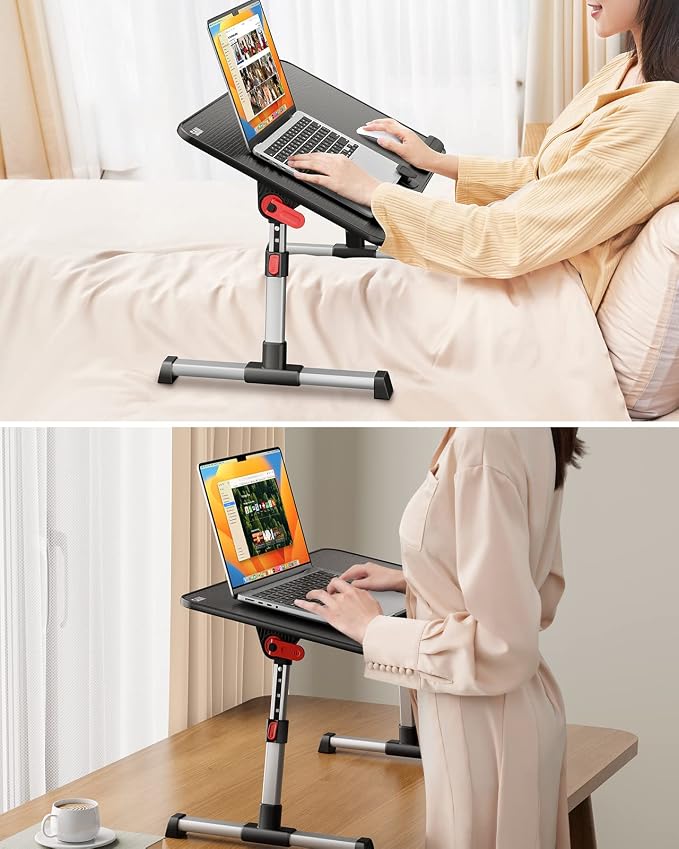SAIJI Laptop Bed Tray Table,Lightweight Foldable Lap Desk | Adjustable Standing Desk Foldable for Sofa Couch Floor Working Studying Reading Writing Eating,Fit Up to 17" Laptop - Image 3