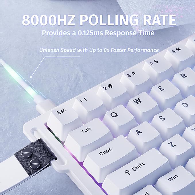 ATTACK SHARK X68 HE RT Mechanical Gaming Keyboard 60% Wired TKL-White | Adjustable Actuation,Hall Effect Magnetic Switch,8KHz Polling Rate,RGB Backlit,Top Mount, Web Driver for PC Mac Esport Gamer - Image 3