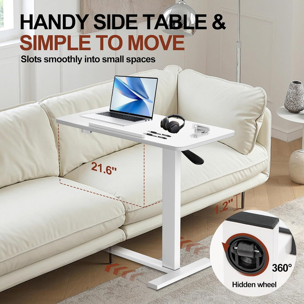 32" 0-50° Tiltable Pneumatic Adjustable Overbed Table with Wheels - Image 5