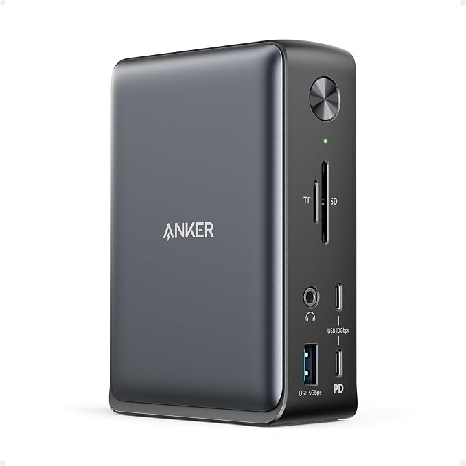 Anker Laptop Docking Station, 13-in-1 USB C Docking Station, Triple Display | 2 HDMI and 1 DP, 10Gbps USB-C and 5Gbps USB-A Data Ports, Ethernet, Audio, SD/TF, 85W Charging for Dell, HP, Lenovo and More by Unknown
