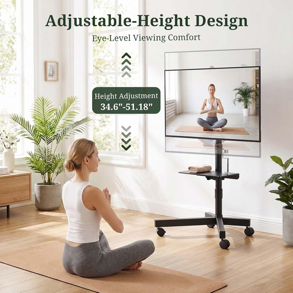TV Cart Rolling TV Stand, Mobile TV Stand on Wheels for 23-60 Inch TVs - Image 4