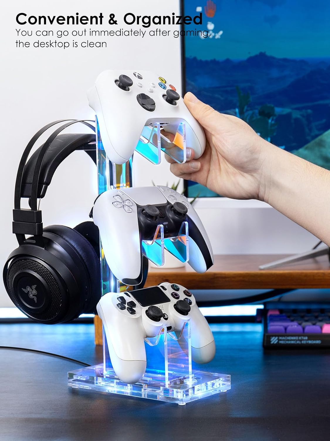 OAPRIRE RGB Controller and Headset Stand with 21 Light Modes, 3 Tier - Image 6