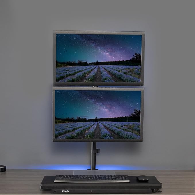 VIVO Extra Tall Vertically Stacked Dual Monitor Desk Mount Stand with 39 inch Stand-up Pole, Fully Adjustable Extended Arms, Fits 2 Screens up to 27 inches, STAND-V012T - Image 8
