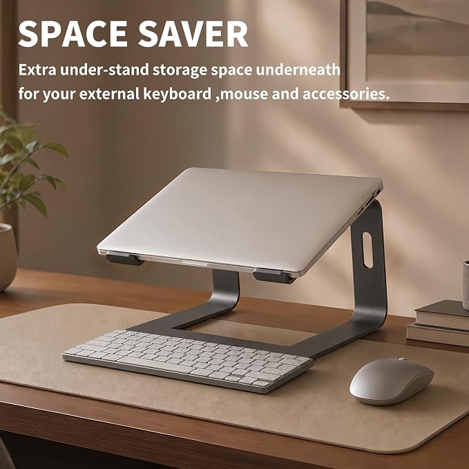 Orionstar Ergonomic Laptop Stand, Premium 5mm Aluminum Riser for 10-15.6 Inch Notebook Computer, Tool-Free Detachable Elevator Holder for Desk Office, Sturdy Riser for Eye-Level Neck Relief, Grey - Image 5