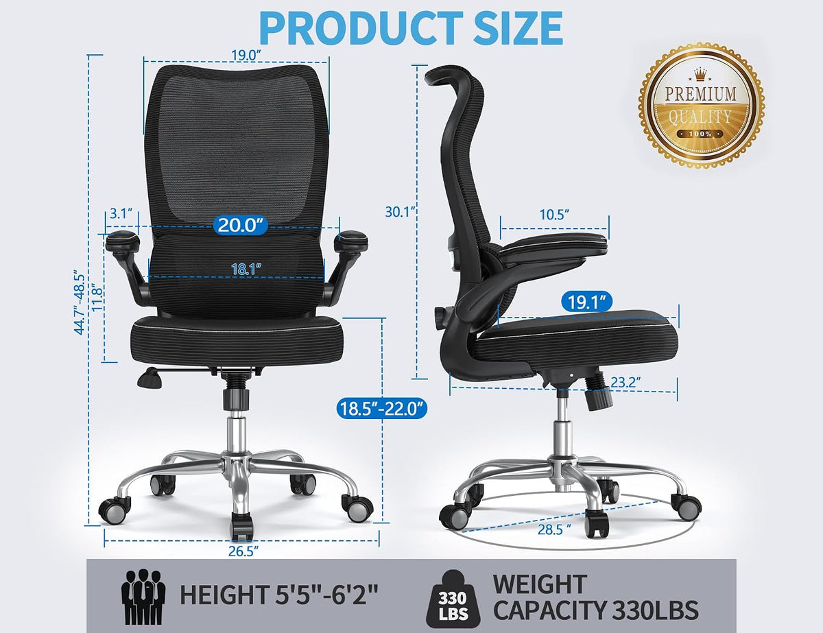 TRALT Office Chair Ergonomic Desk Chair with Lumbar Support Black, 4 - Image 3