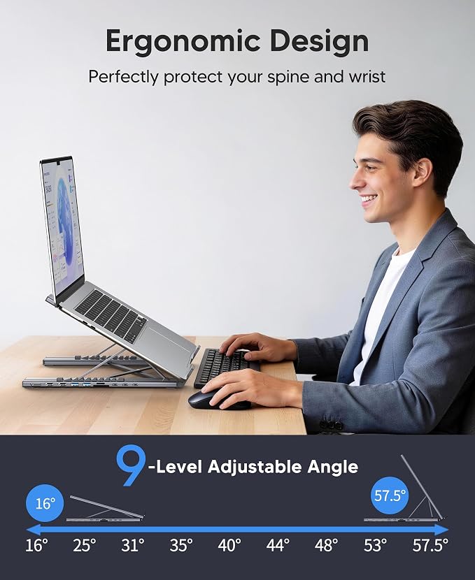 10 in 1 USB C Laptop Dock Stand 4K Triple Monitor with PD 100W | 2*HDMI+1*DisplayPort(up to 4K@60Hz), 2 USB A 3.0, 2 USB A 2.0, PD 100W, USB C 3.0+SD&TF for Mac Pro/Air/Dell/HP/Surface/Acer - Image 8