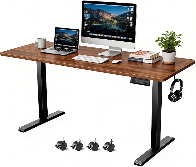Standing Desk with Splice Board Adjustable Height- 63 inch Mobile Stand up Desk with Wheels, Portable Sit Stand Desks Electric with Lockable Casters by iWkstationUS