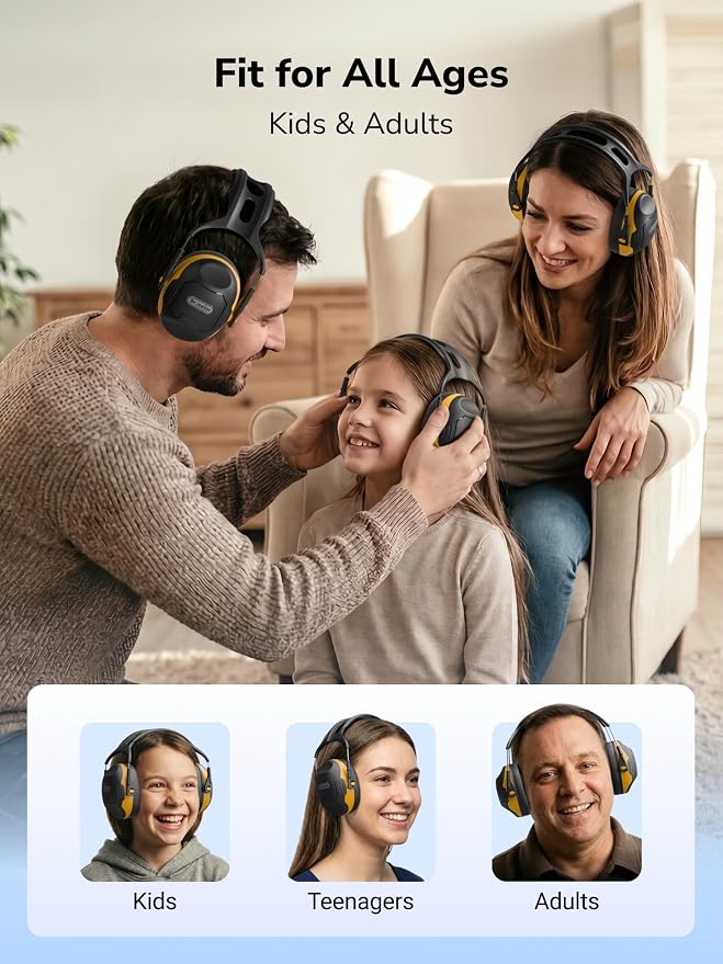 Dr.meter Ear Protection Ear Muffs, C06 Safty Earmuffs for Adults Kids | NRR28dB Noise Cancelling Headphones for Range, Hearing Protection Mowing, Concerts, Monster Jam, Kids Autism Noise Reduction - Image 7