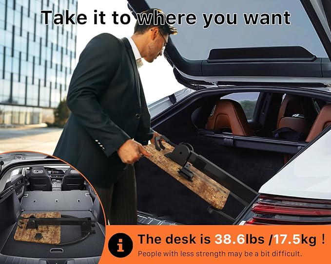 JOY worker Foldable Rolling Standing Desk, 90° Tilt Sit Stand Portable Desk | Dark Walnut MDF Desktop, Height Adjustable, Collapsible Low Base with Hidden Wheels, Non-Slip Bar, Holds 22lbs, Home Office - Image 8