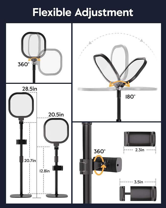 Video Conference Lighting for Zoom with Stand, 30 Modes, CRI>98 | Edge-lit Eye-care Full-screen Ring light, Dimmable with 360° Stand, Memory Func for Zoom, Video Calls, Live Streams, Webcam - Image 7