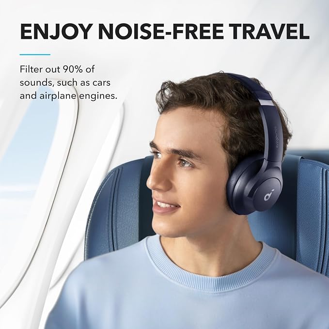 Soundcore by Anker Q20i Hybrid Active Noise Cancelling Headphones, Renewed | Over-Ear, Bluetooth, 40H ANC Playtime, Hi-Res, Big Bass, Transparency Mode, Customize via App, Travel, Home, Office - Image 2