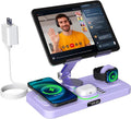 6 in 1 Wireless Charger for Apple Multiple Devices, Charging Station with Clock &7 Color Ambient Light, Foldable Rotate Stand for iPad, for iPhone17/16/15, Support for Apple Watch11/10 for AirPods4 by keepyourlifemoreorganized